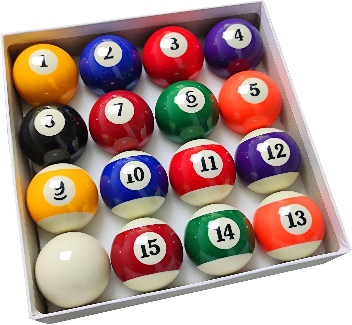 GSE Professional Billiards Pool Balls Set – 2-1/4" Regulation Size, Standard 16 Pool Balls, Art Numbered Design