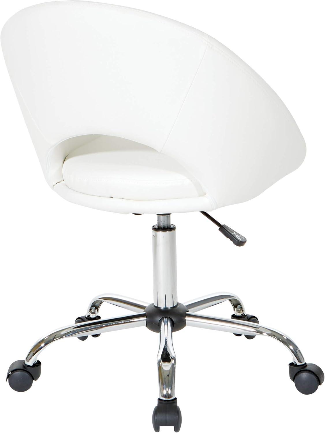 White Leather Adjustable Modern Swivel Office Chair