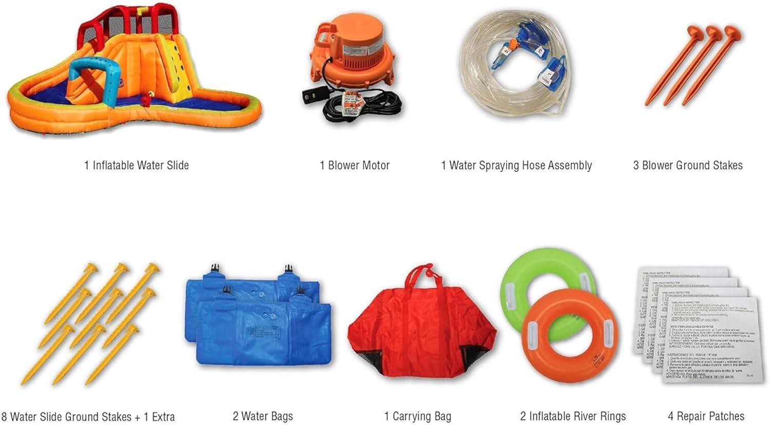 Banzai Banzai Kids Inflatable Outdoor Lazy River Adventure Water Park Slide and Pool