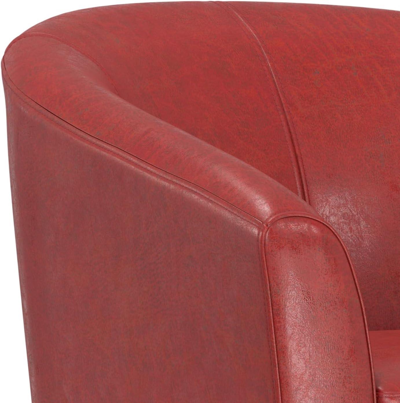 Simpli Home Austin 30"W Upholstered Vegan Faux Leather Contemporary Tub Accent Chair with High Arms and Deep Seat
