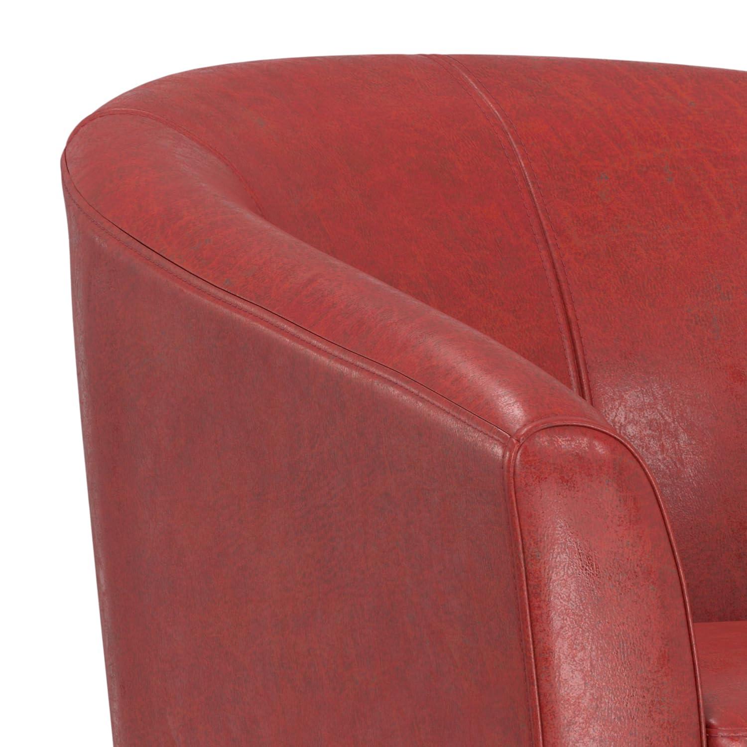 Simpli Home Austin 30"W Upholstered Vegan Faux Leather Contemporary Tub Accent Chair with High Arms and Deep Seat