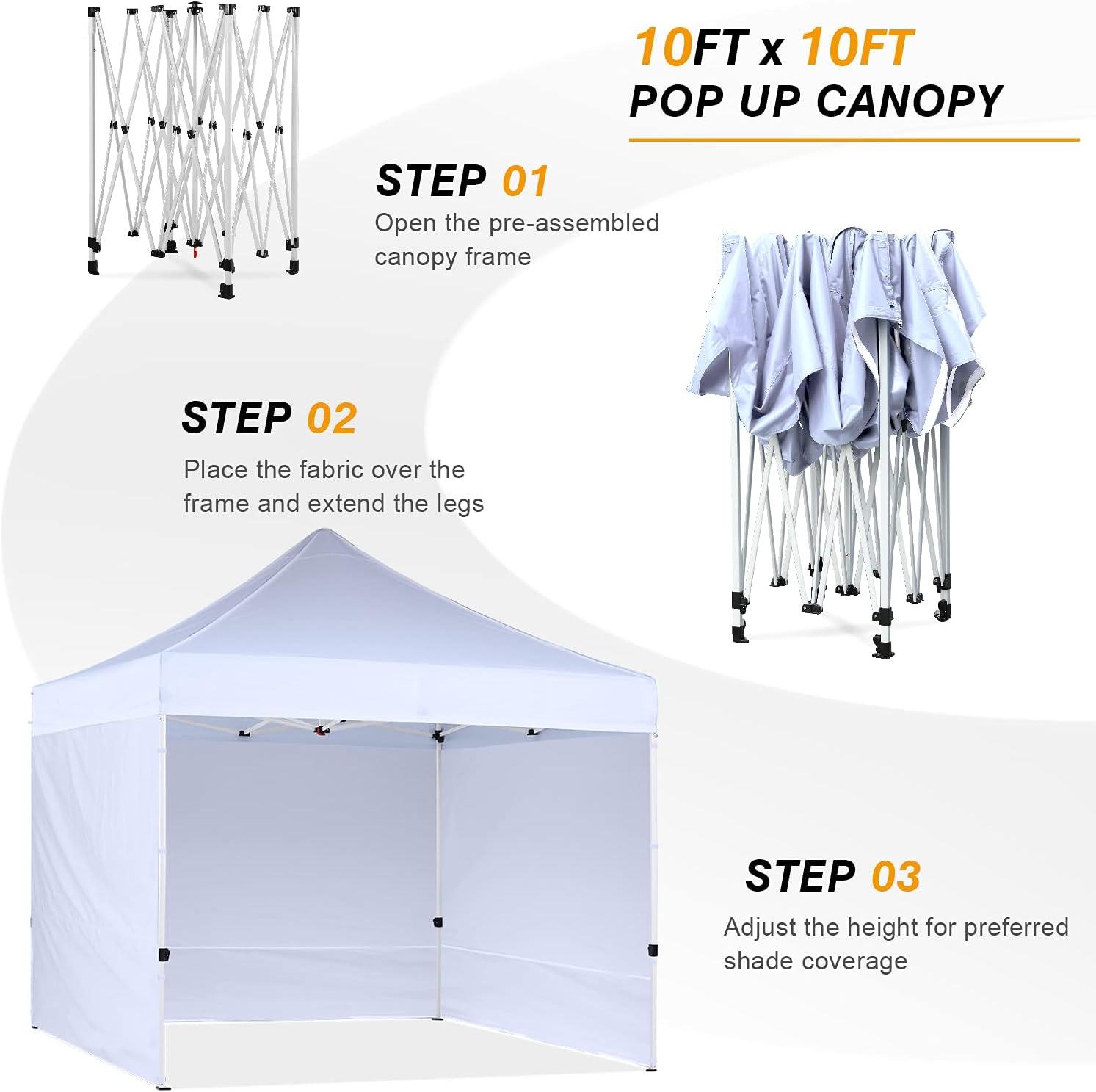 White 10x10 Pop Up Canopy Tent with Sidewalls