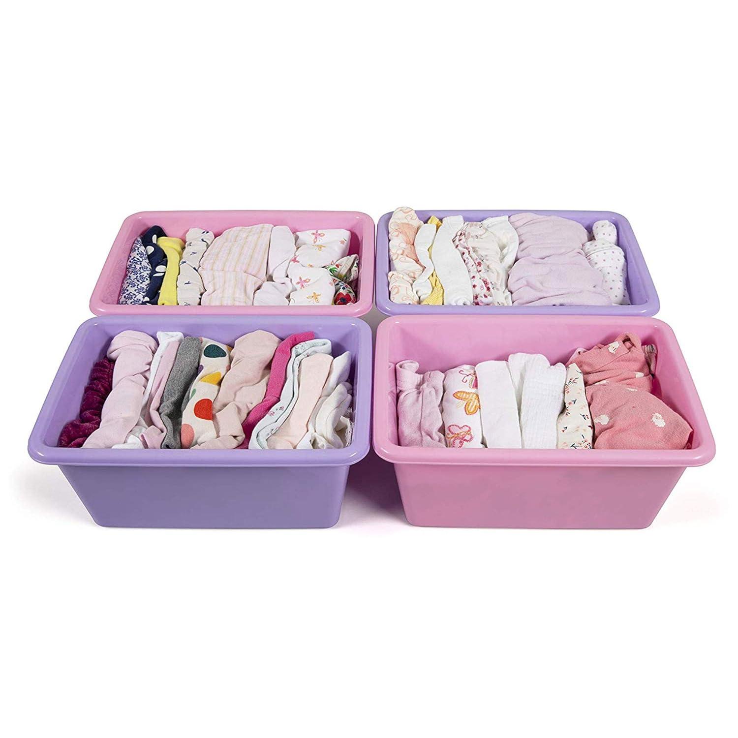 Humble Crew Standard Plastic Storage Bins, Set of 4, Pink/Purple