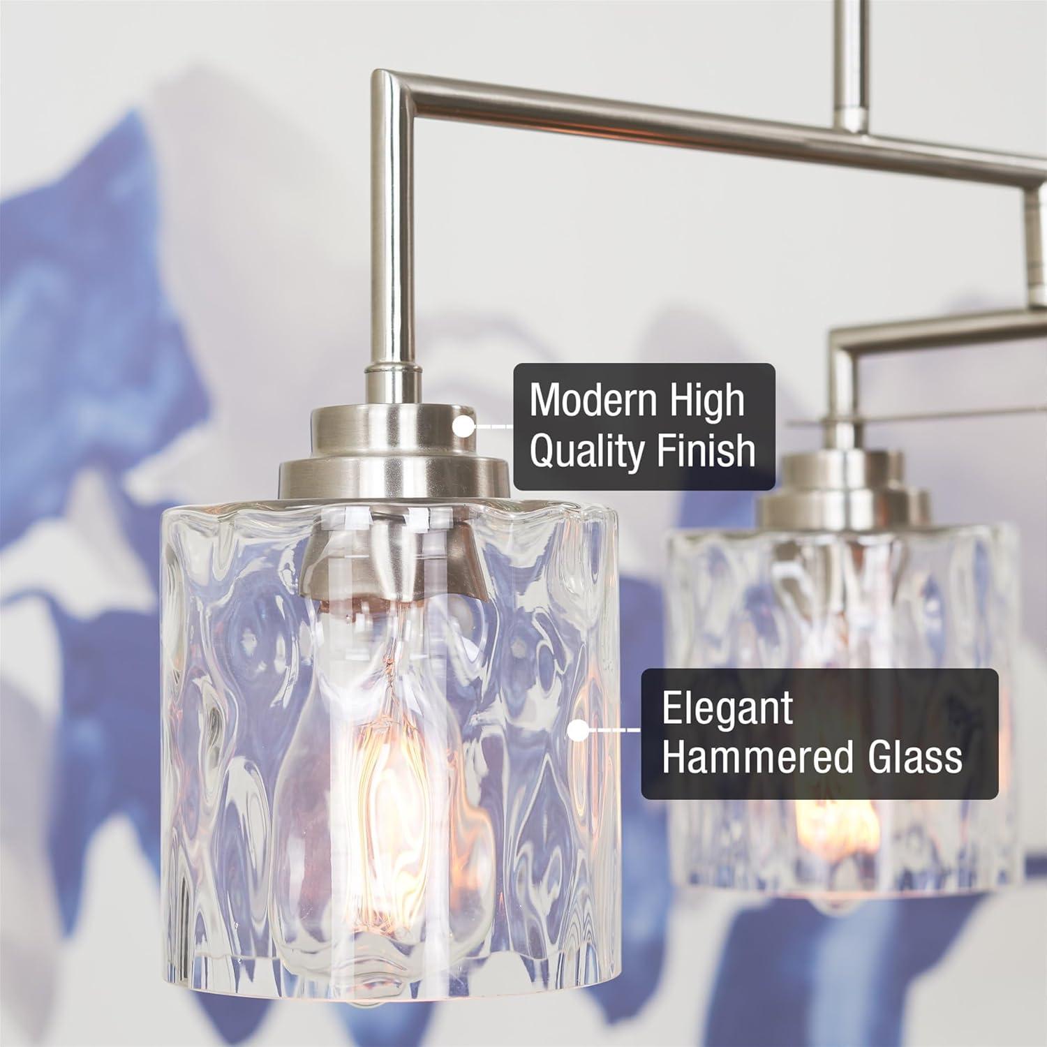 Kira Home Monroe 28" Island Light, Free Swinging Center Arm, Hammered Glass Shades, Adjustable Hanging Height