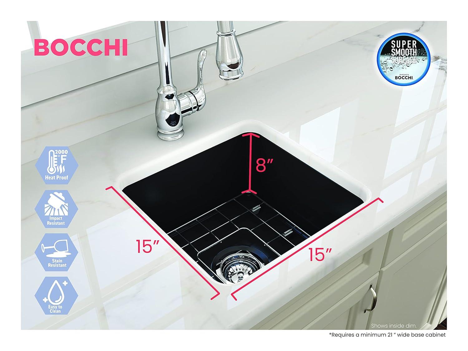 BOCCHI 18'' L Fireclay Kitchen Sink 1359-004-0120
