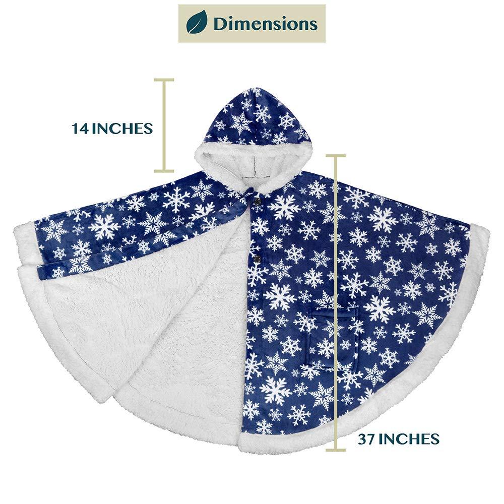 PAVILIA Angel Wrap Hooded Blanket for Women Adult, Wearable Cozy Wrap Throw Fleece Shawl Cape, Snowflake Blue/Faux Shearling