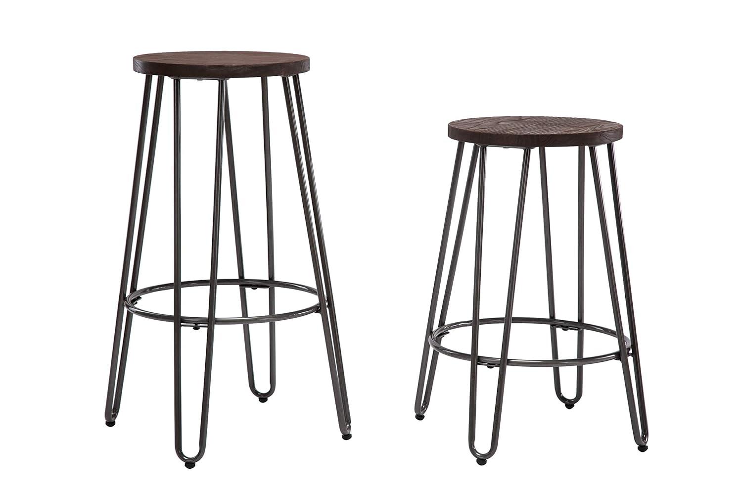 29" Quinn Barstool Metal - ACEssentials: Powder-Coated Steel Frame, Fixed Height, Mid-Century Modern Design