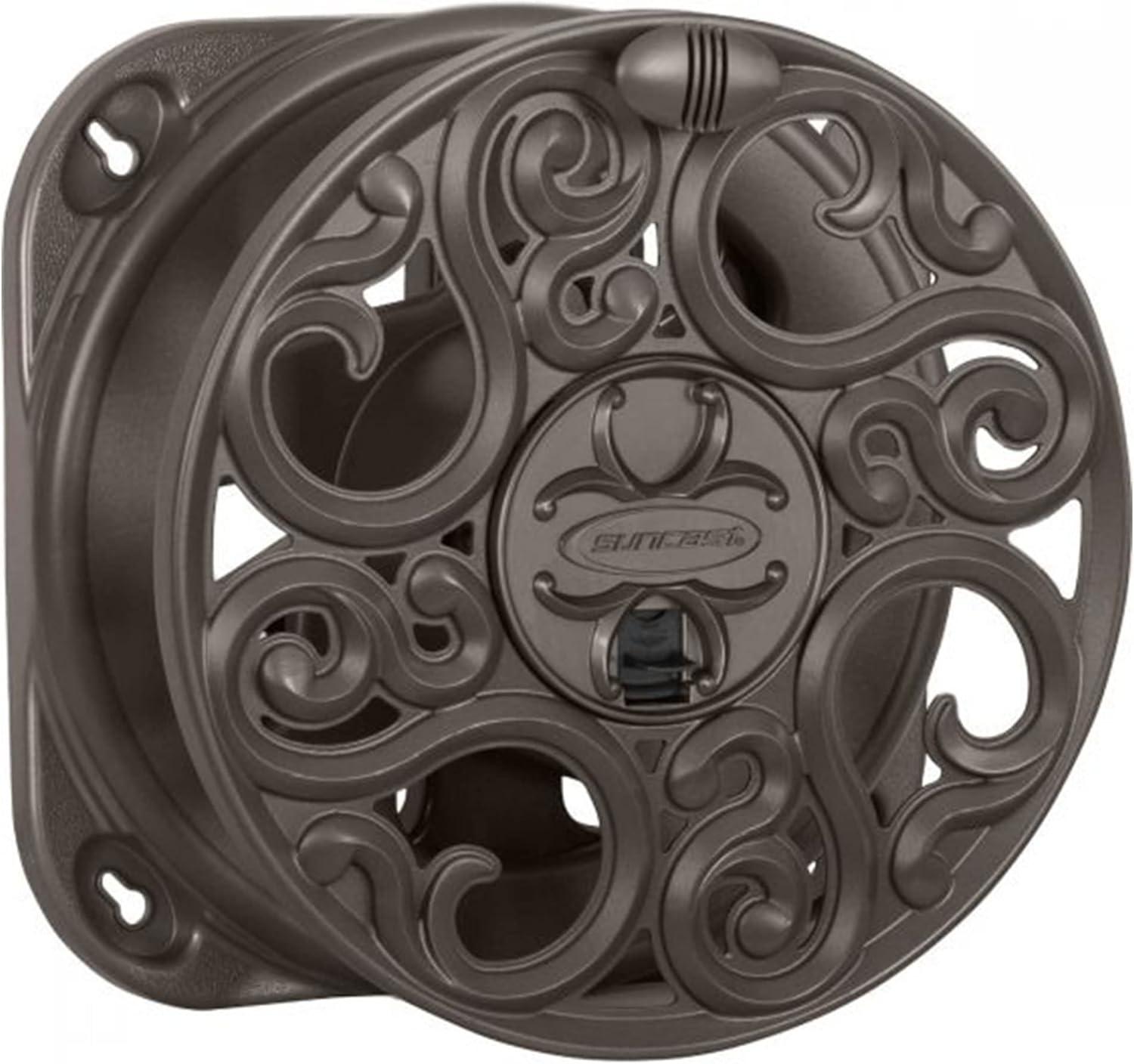 Suncast Sidewinder 60 Foot Side Scroll Decorative Wall Mount Hose Reel, Bronze