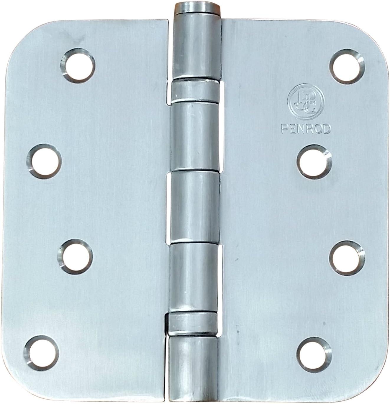 Penrod Stainless Steel Ball Bearing Door Hinges - 4 Inch with 5/8 Inch Radius, Non-Removable Riveted Pin - Security Hinges (3 Pack)