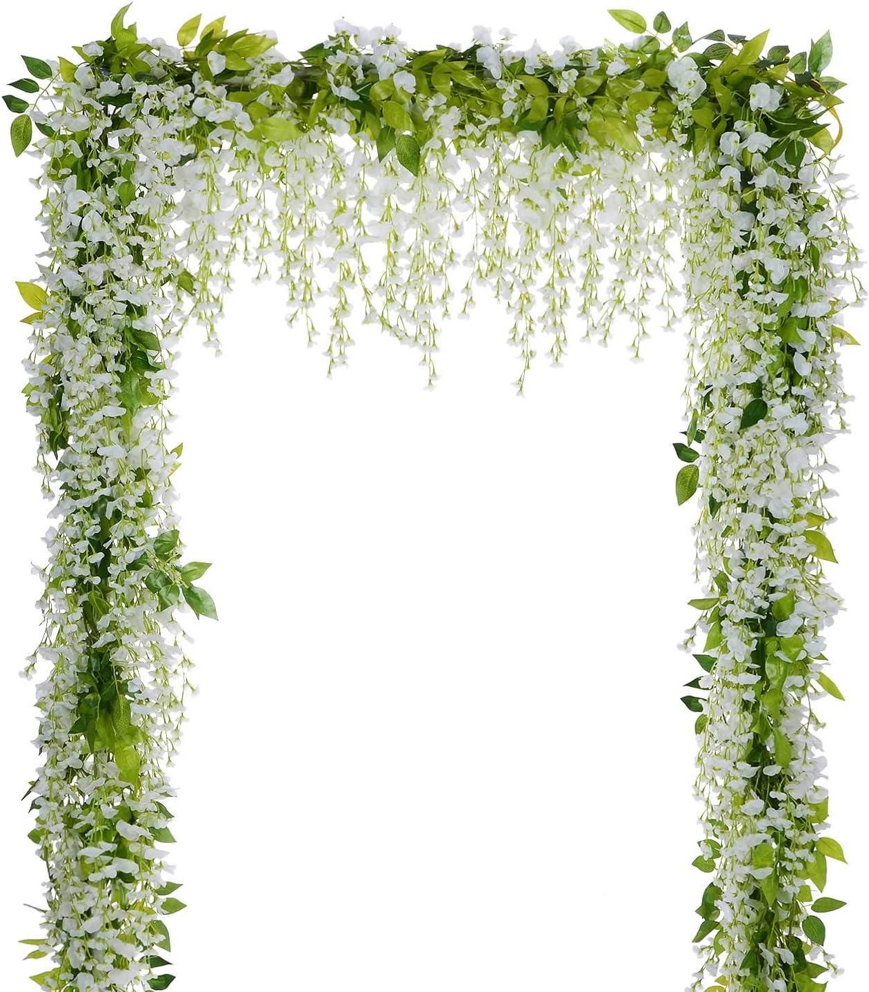 White Silk Wisteria Vine Garland for Outdoor Wedding Decor