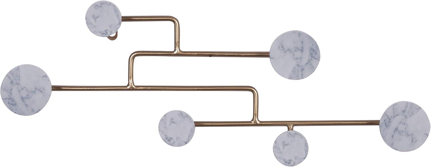 DecMode 24" x 7" Gold Wooden 6 Hangers Wall Hook, 1-Piece