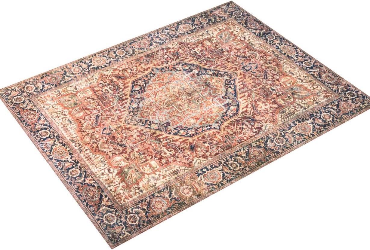 Loloi II Layla Printed Oriental Distressed Red / Navy Area Rug