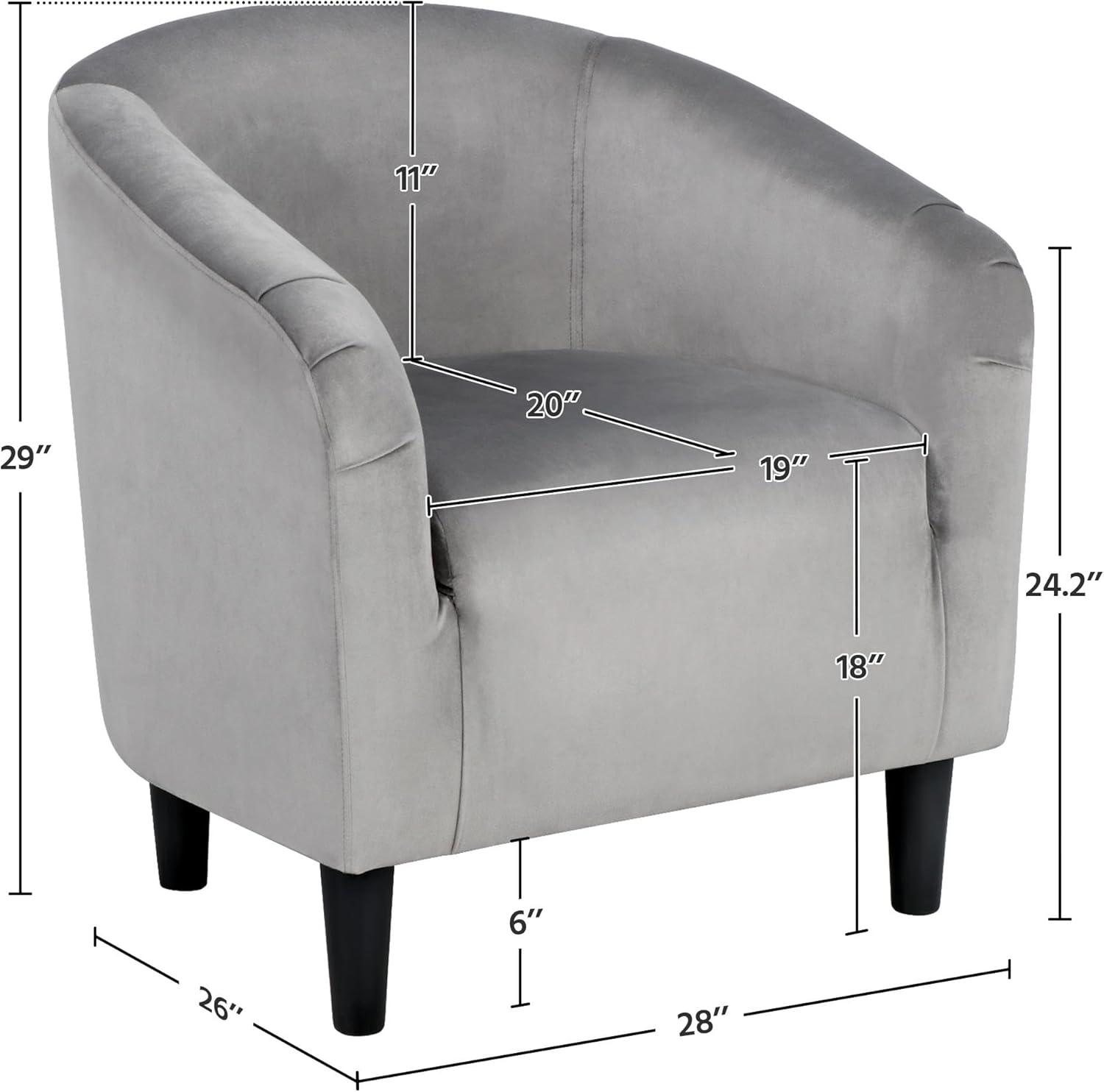 Yaheetech Velvet Club Accent Arm Chair Upholstered Barrel Chair-Gray