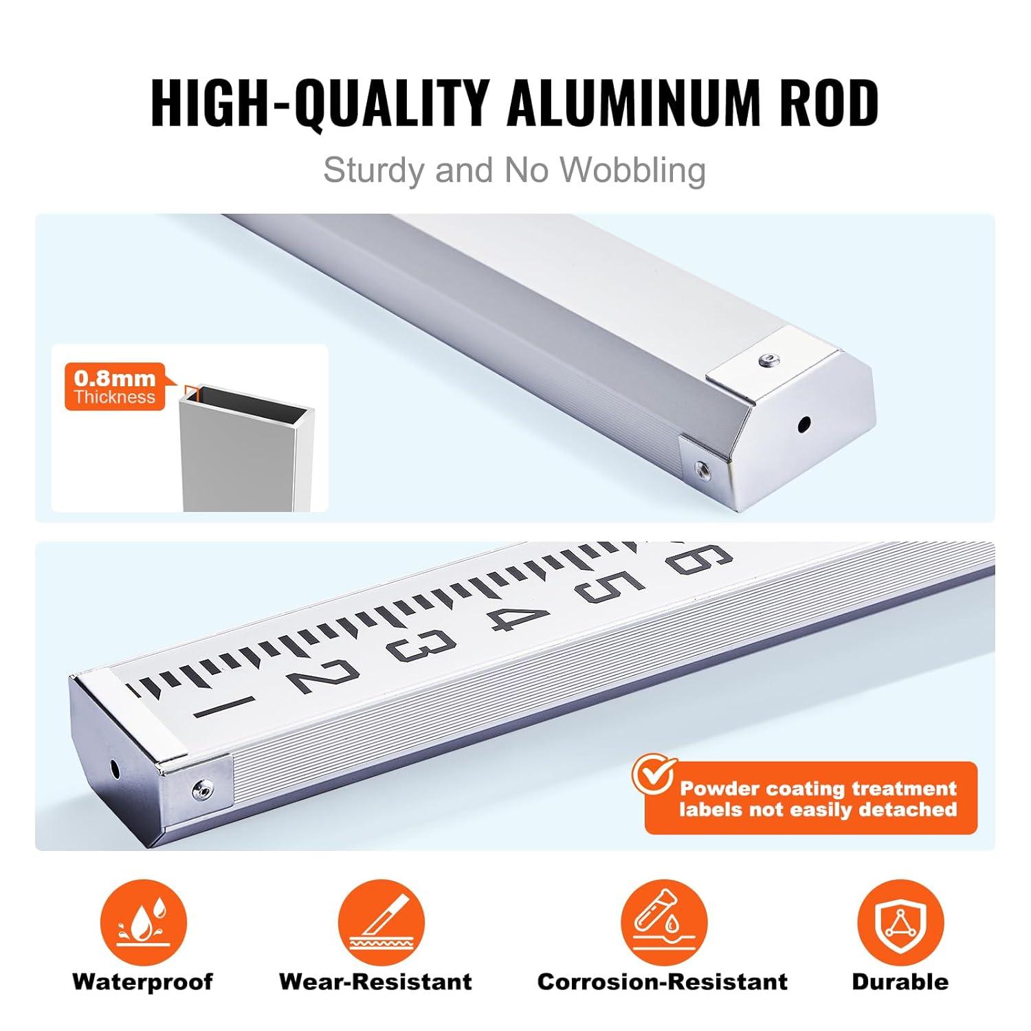 16 ft. Aluminum Telescopic Folding Measuring Rod with Double-Sided Scale