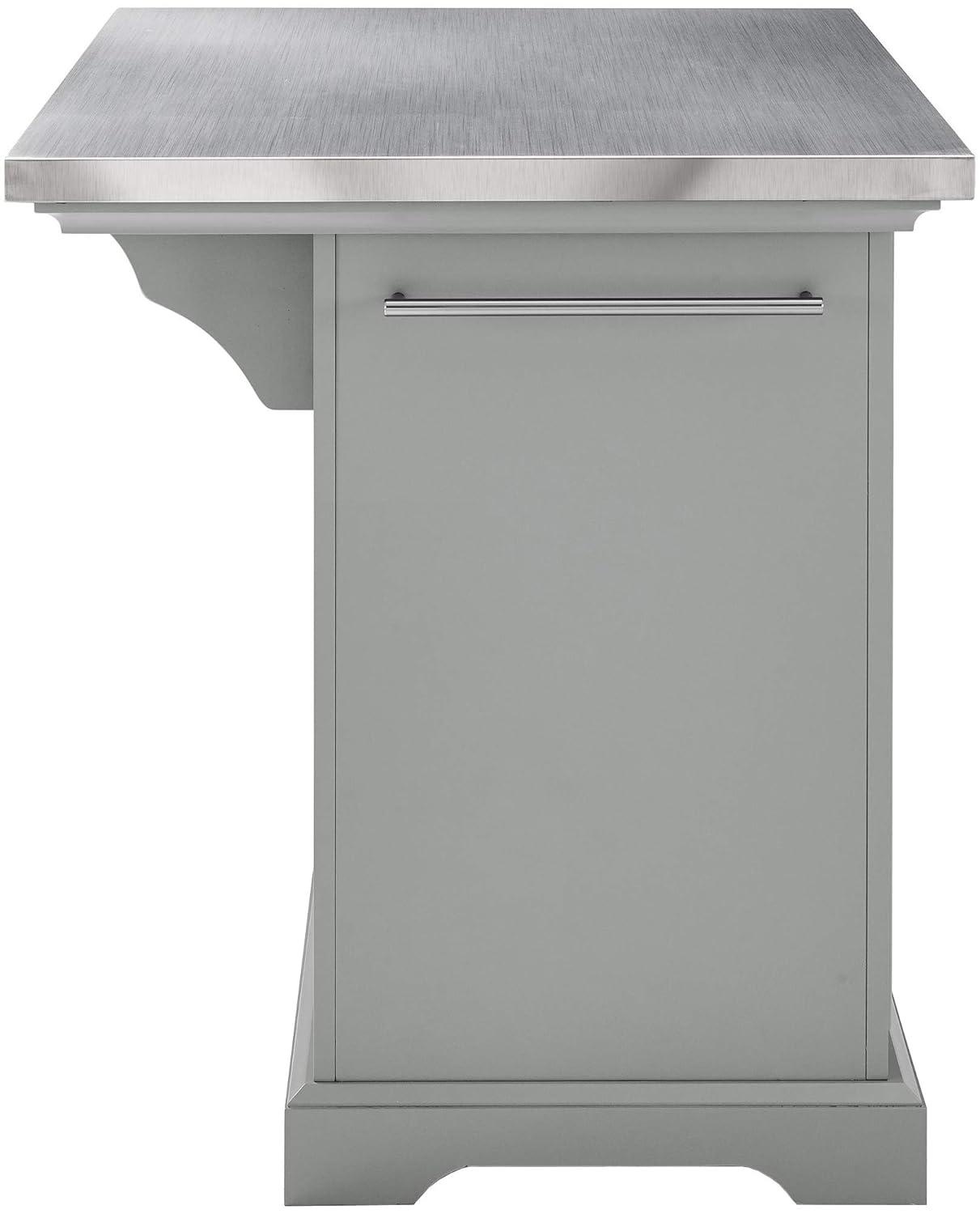 Julia Stainless Steel Top Kitchen Island Gray - Crosley: Towel Bar, Spice Rack, 5 Drawers, 2 Cabinets