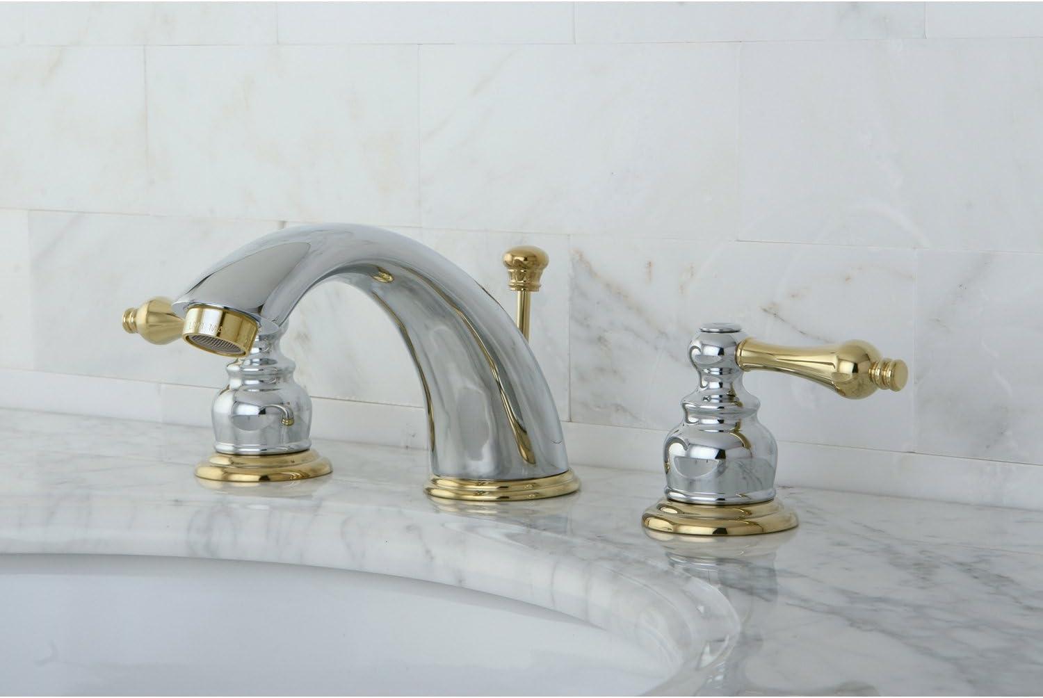 Kingston Brass KB974AL Victorian Widespread Bathroom Faucet, Polished Chrome/Polished Brass