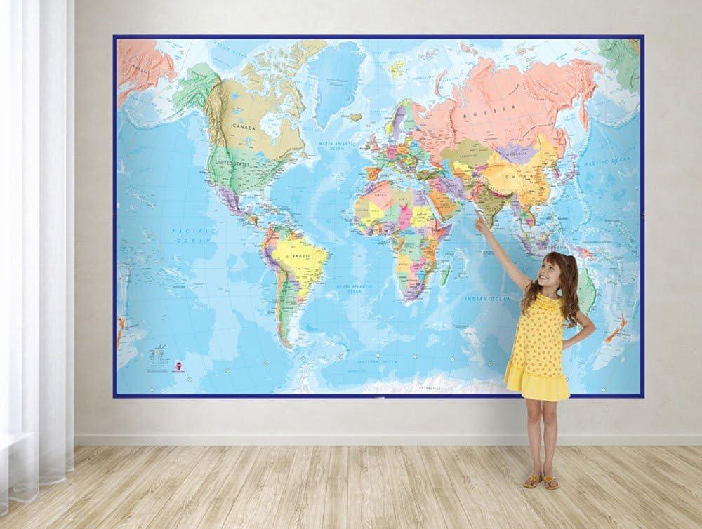 Waypoint Geographic Giant Blue World Map Wall Mural, 91.3″ x 62.2″