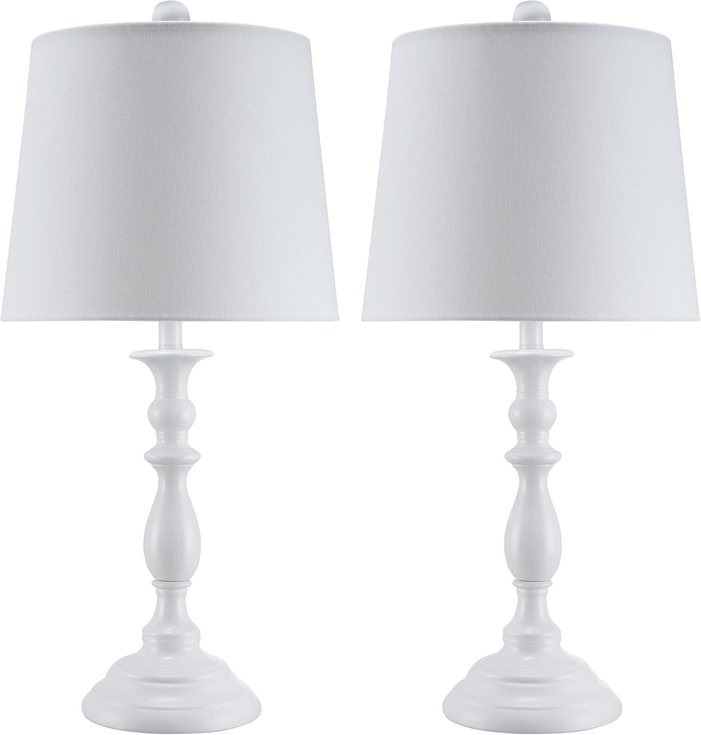 Aspen Creative 40256-04-2, 23-3/4" H Table Lamp White Ceramic Body, Size: 11" L x 11" W x 23-3/4" H, E26 Socket, Set of 2