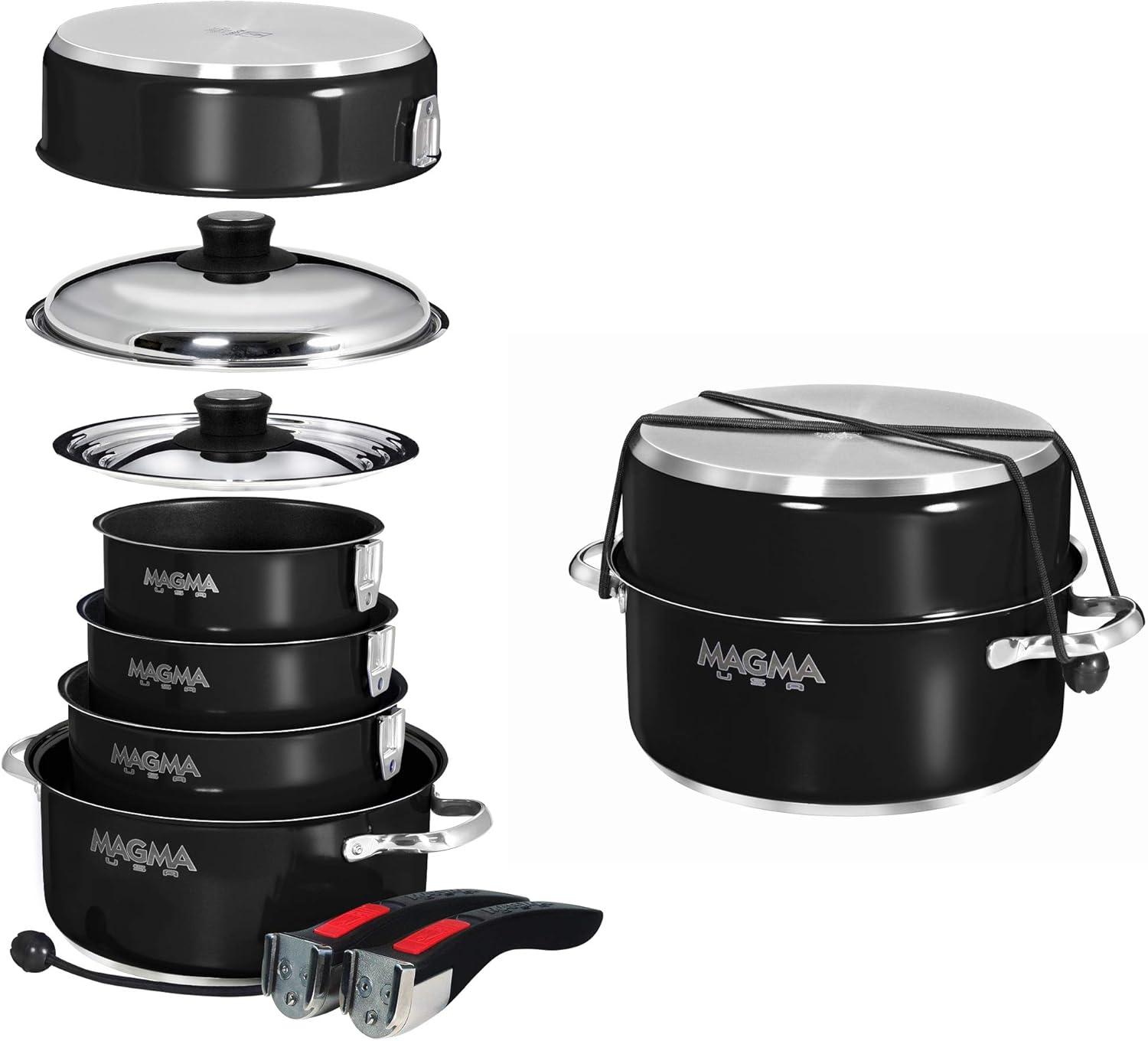 Magma Nestable 10 Piece Induction Non-Stick Enamel Finish Cookware Set - Jet Black Magma Nestable 10 Piece Induction Non-Stick Enamel Finish Cookware Set - Jet Black