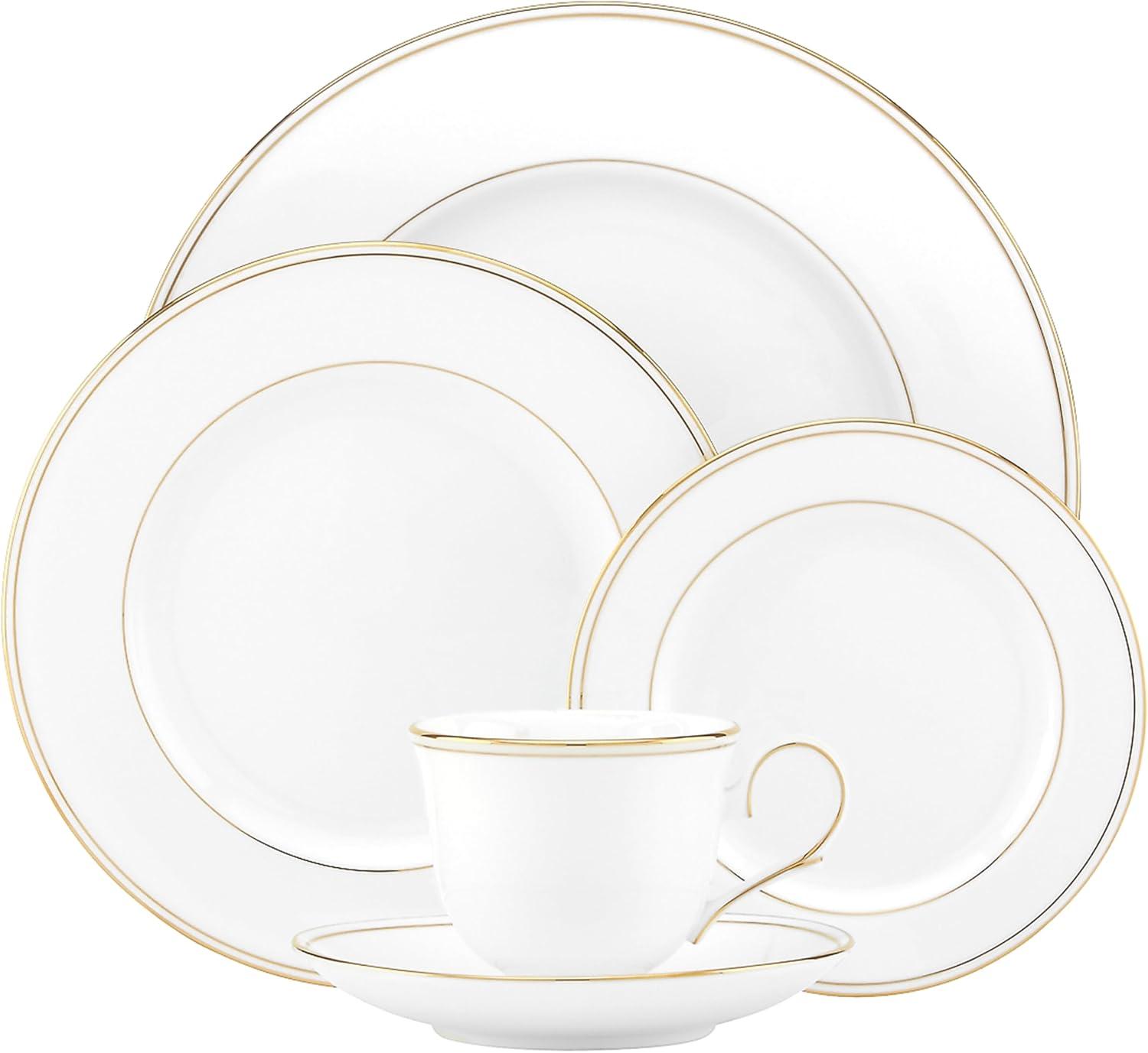 White and Gold Porcelain 5-Piece Formal Place Setting