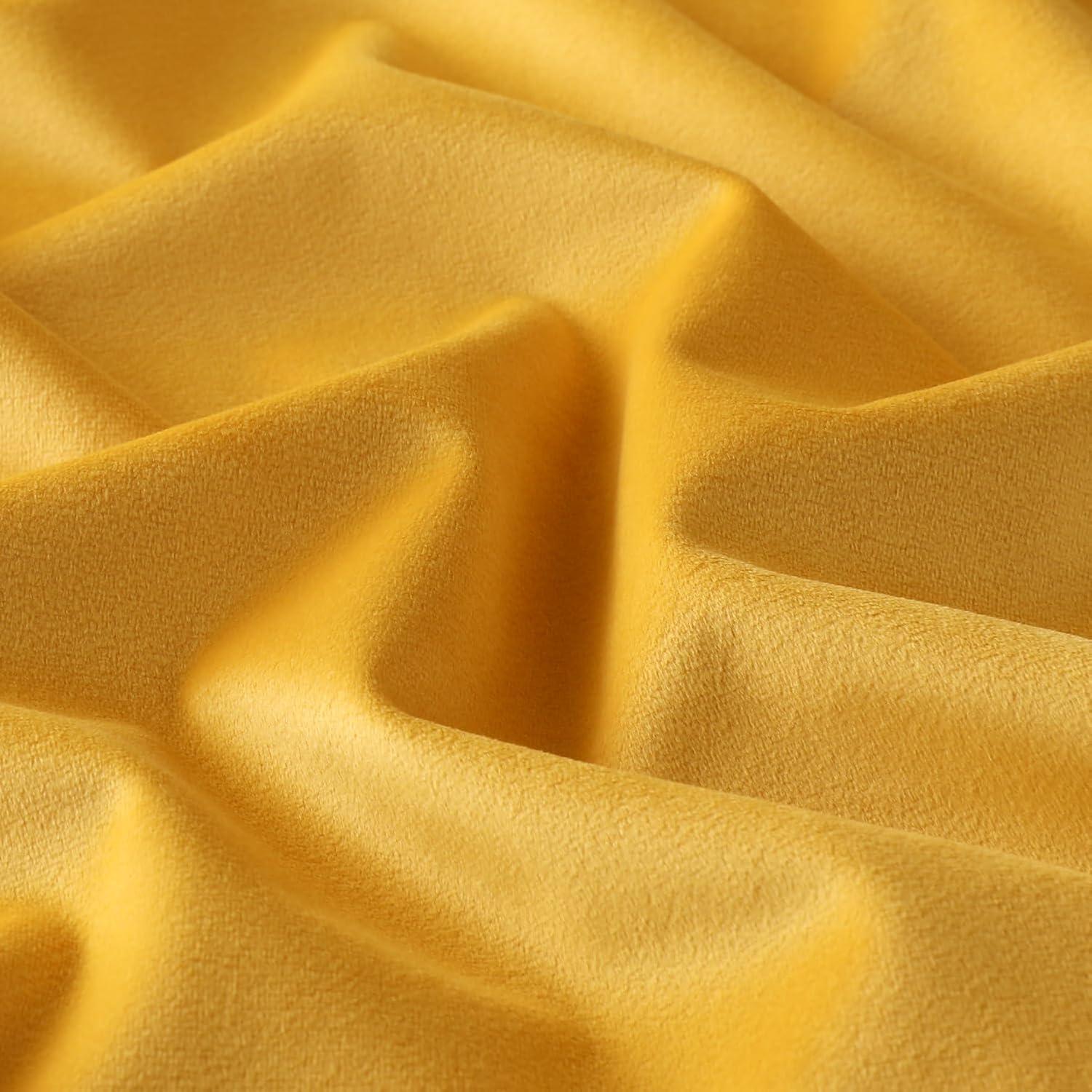 Deconovo Pack of 2 Velvet Pillow Covers Decorative Square Pillowcase Soft Solid Cushion Case for Home Decor Girl's Bedroom, Lemon Yellow, 26 x 26 inch