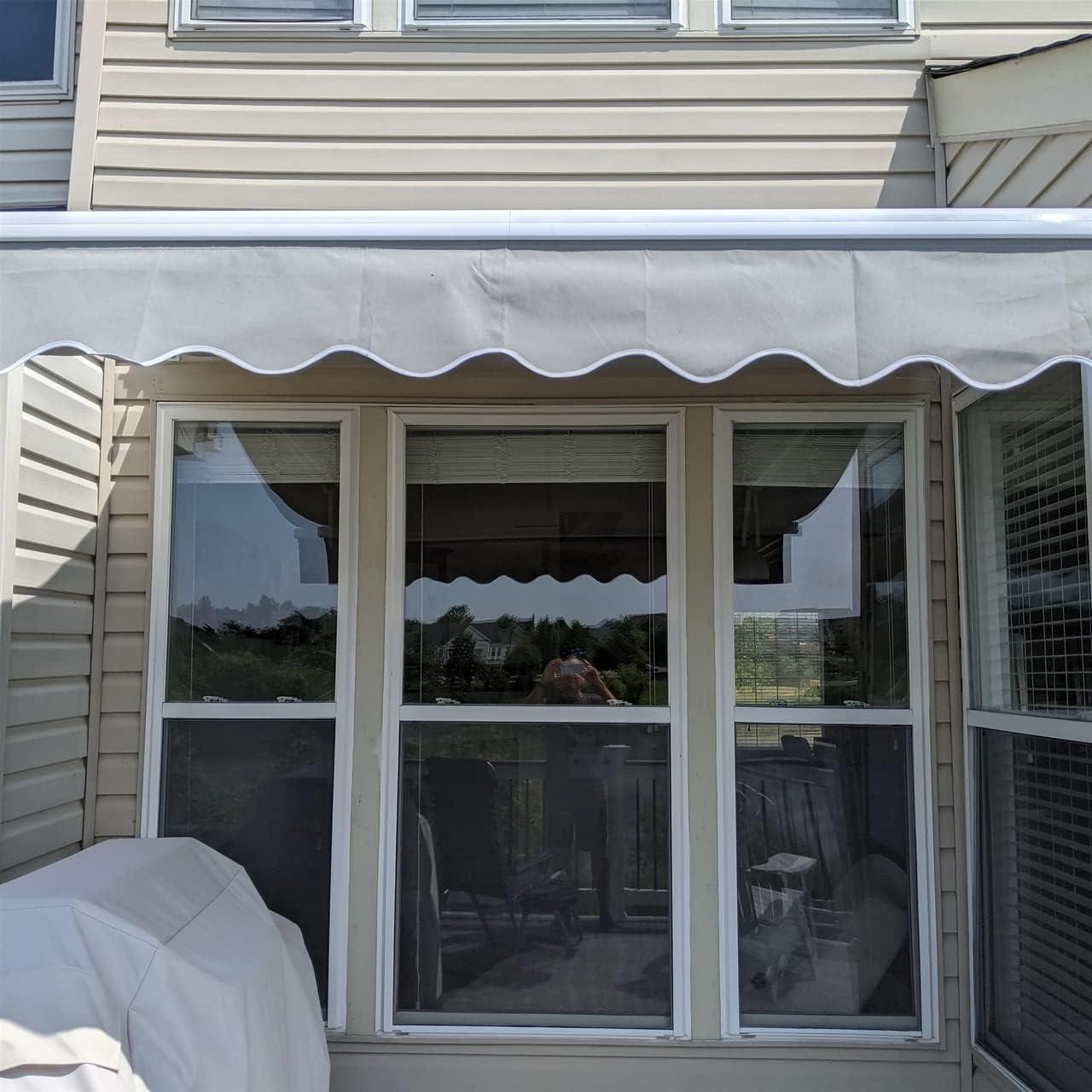 Ivory Polyester Patio Awning Fabric Replacement 6.5x5 Feet