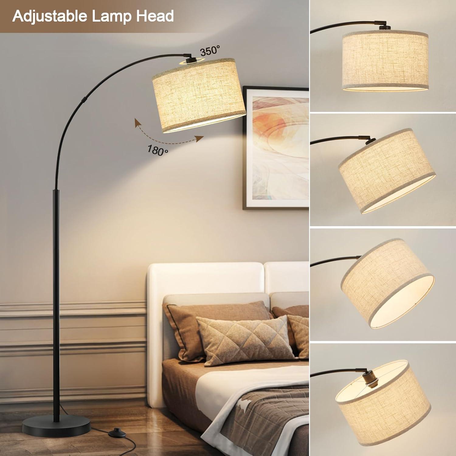 Mercer41 Vondal Arc Floor Lamps for Living Room Lighting, Modern Arched Lamp with Foot Switch