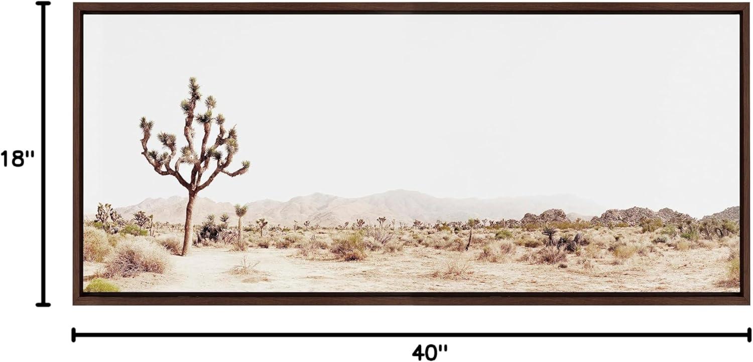 Lone Joshua Tree Brown Framed Canvas Landscape Art