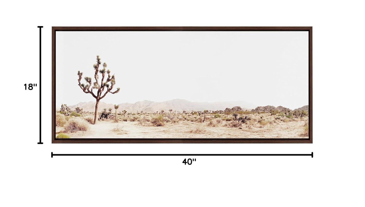 Kate and Laurel Sylvie Lone Joshua Tree Framed Canvas Wall Art by Amy Peterson Art Studio, 18x40 Brown, Nature Landscape Art Wall Décor
