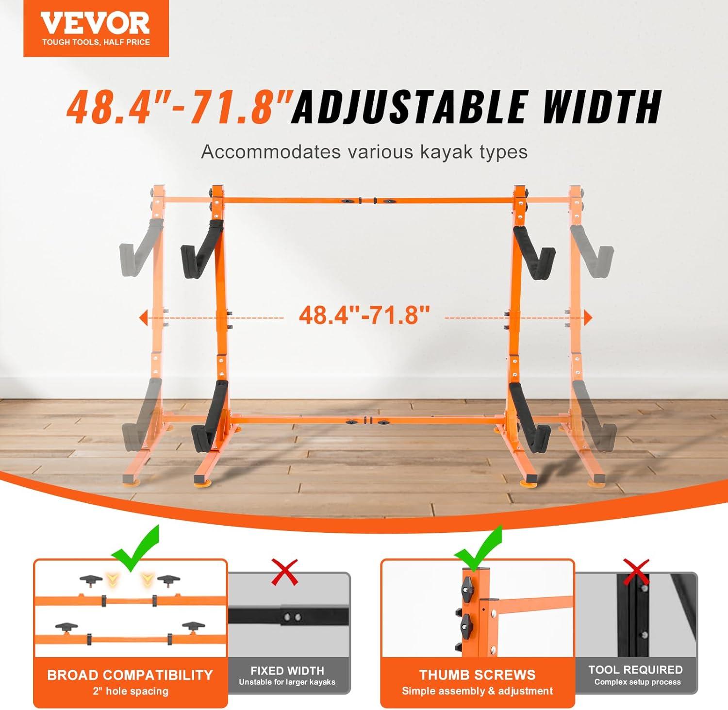 VEVOR Steel Freestanding Adjustable Kayak Rack DLS4G0000000D8BUTV0