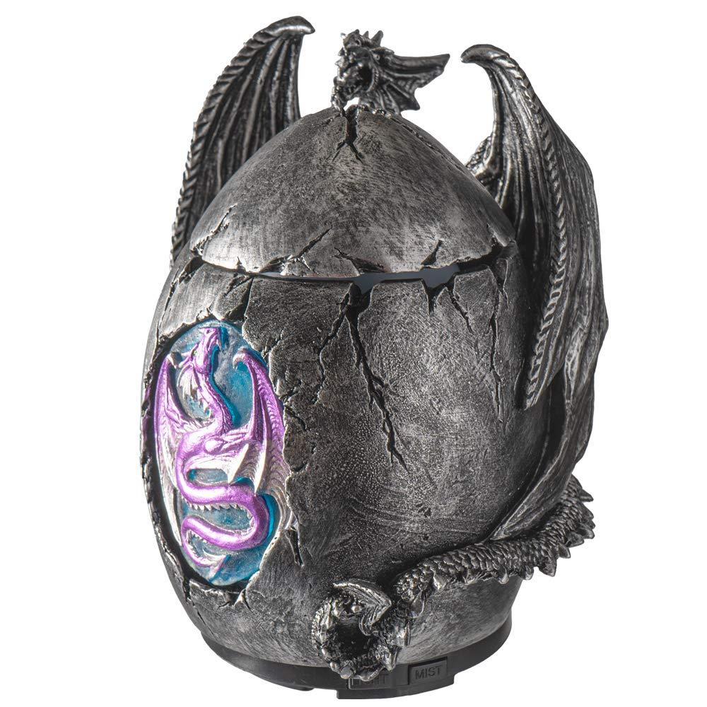 Pacific Giftware Mystical Dragon Egg Shape Aroma Diffusers for Essential Oils 4 Timer Color Changing LED Night Light Auto Off Gothic Fantasy Home Decor