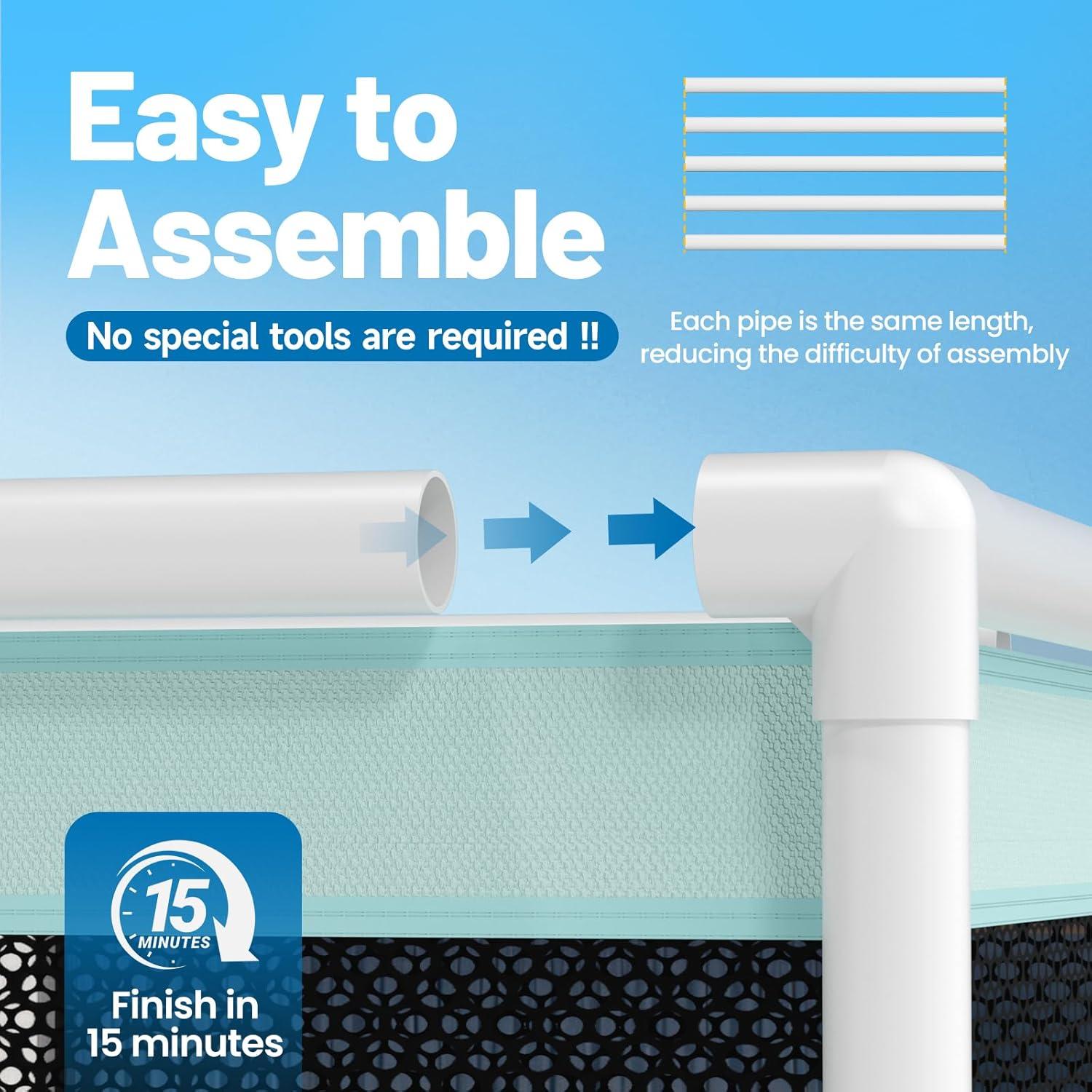 Rebrilliant 007D93BB8F684D4CA4067711D7E12131 Extra Large Pool Storage Bin, 235 Gallons, Waterproof & Heat-Resistant Pvc Mesh, Easy Assembly, 69" L X 32" W X 35" H, Vitality Mint