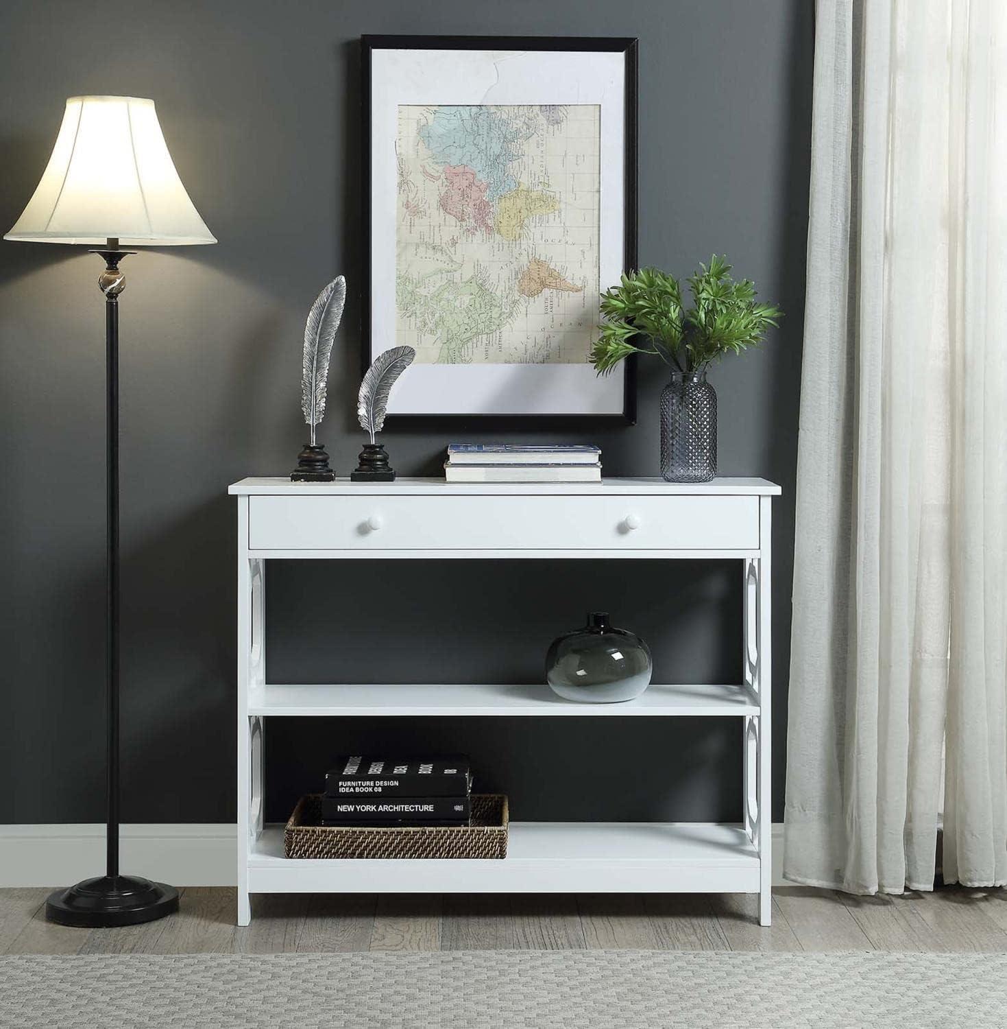 Convenience Concepts Omega Storage Console Table in White Wood Finish