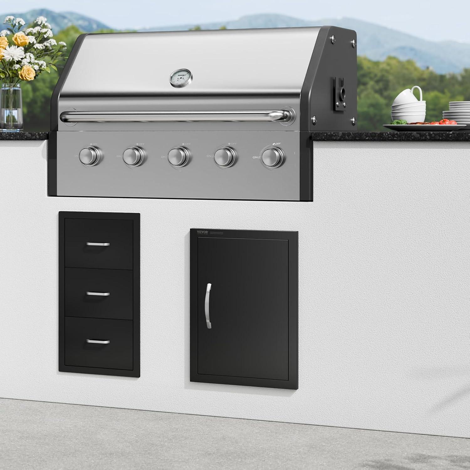 Black Stainless Steel Outdoor Kitchen Access Door