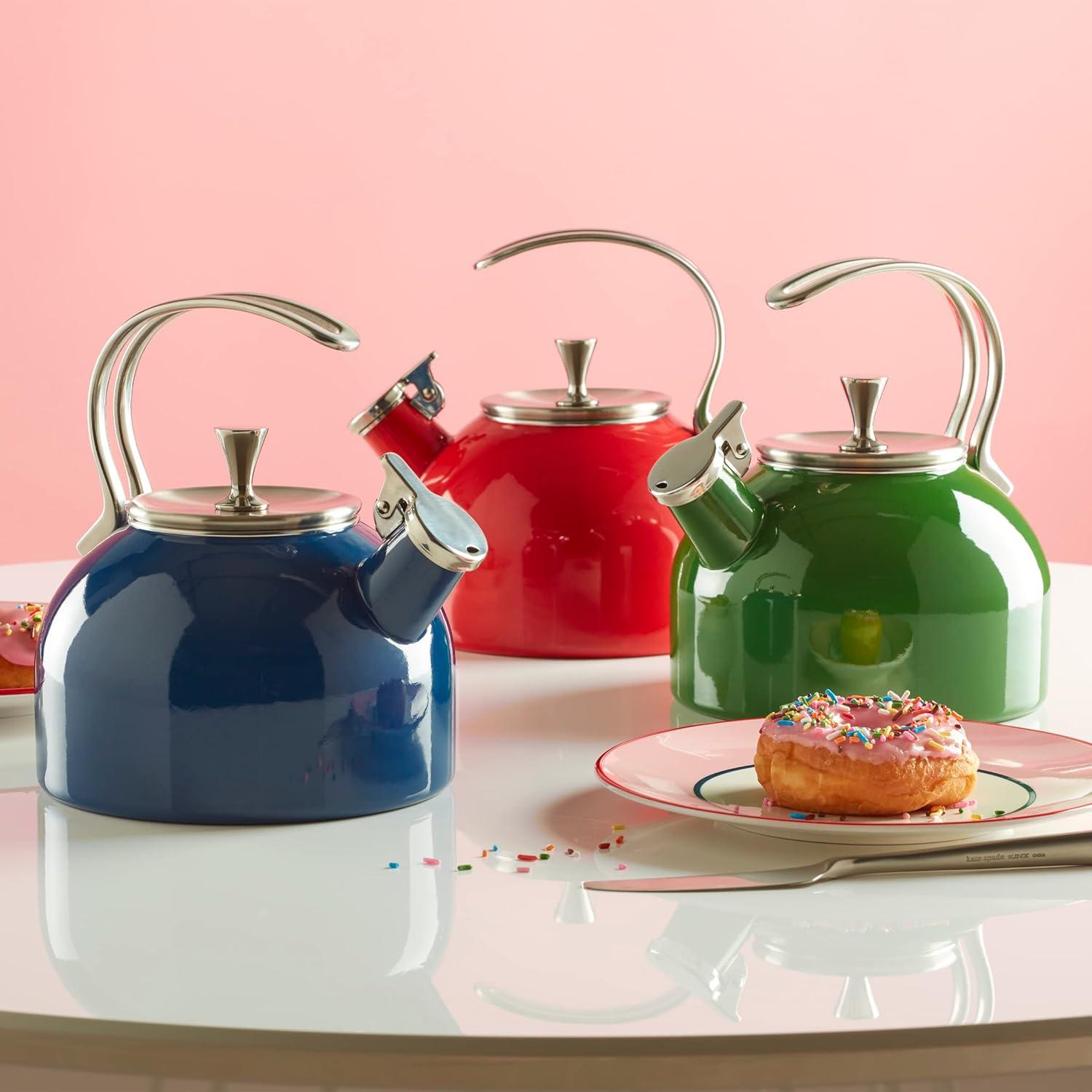 Kate Spade New York Make It Pop 2.5 Quarts Enamelware Stovetop Tea Kettle