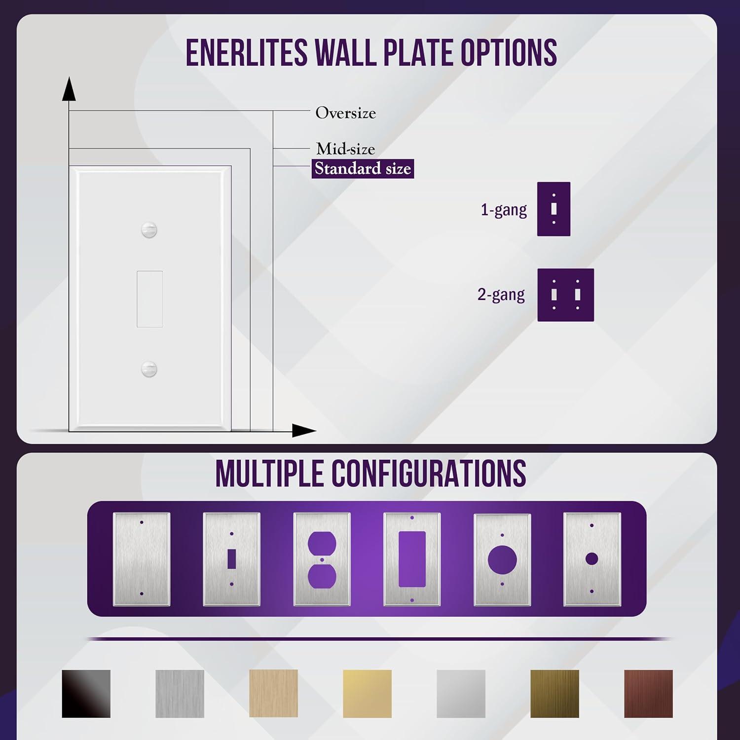 ENERLITES Double Toggle Light Switch Metal Cover Plate, Stainless Steel Wall Plate, Corrosion Resistant, Standard Size 2-Gang 4.50" x 4.57", 430 Stainless Steel, 7712-WG, White Gloss