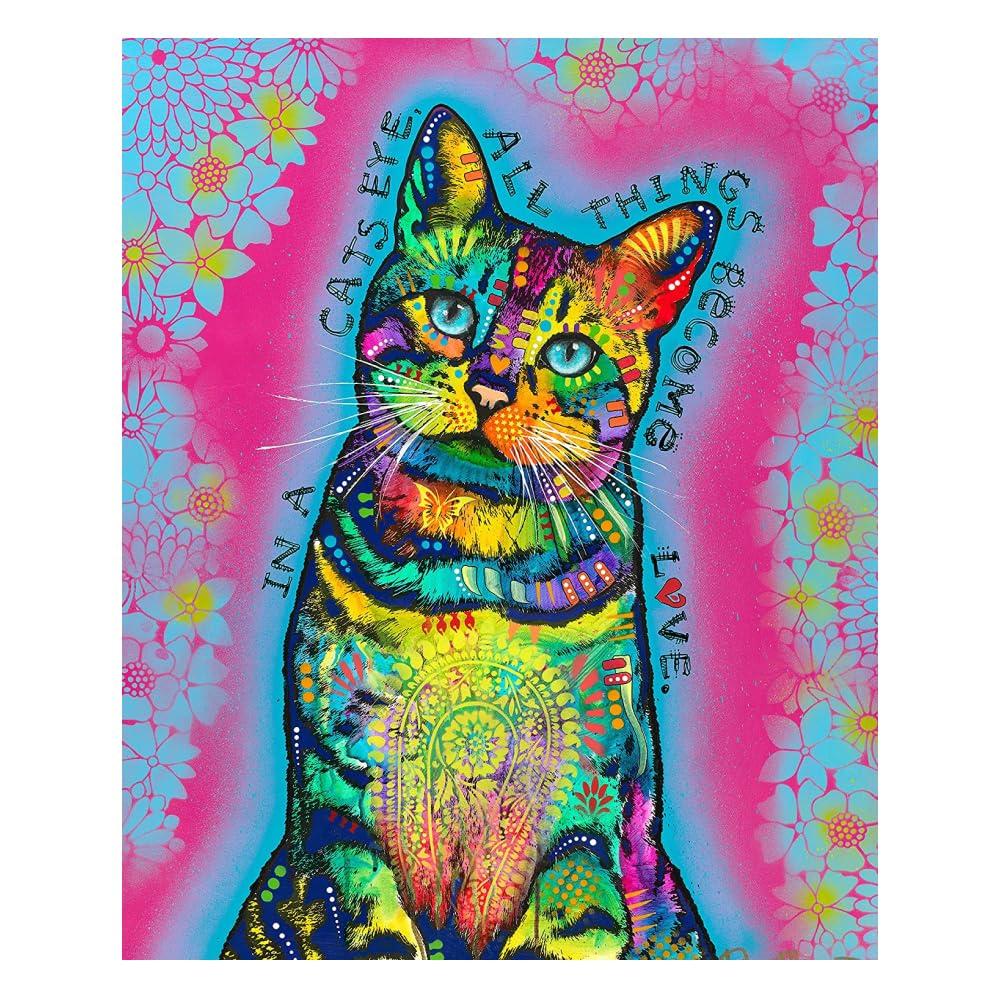 Dean Russo Colorful Cat Fleece Throw Blanket for Pets and Kids