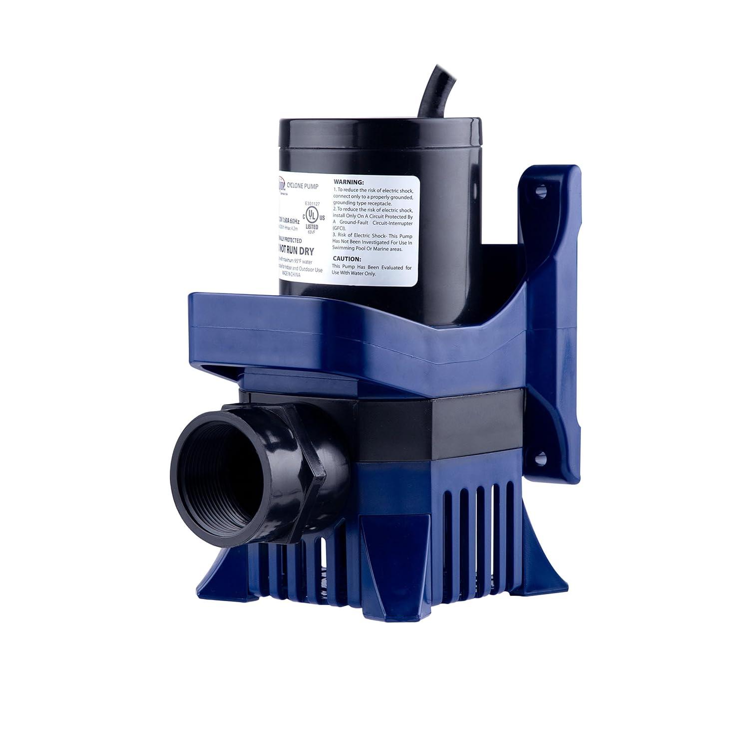 3100GPH Cyclone Pump with 33' Cord - Blue - Alpine Corporation: Submersible, Ceramic Shaft, Vortex Impeller