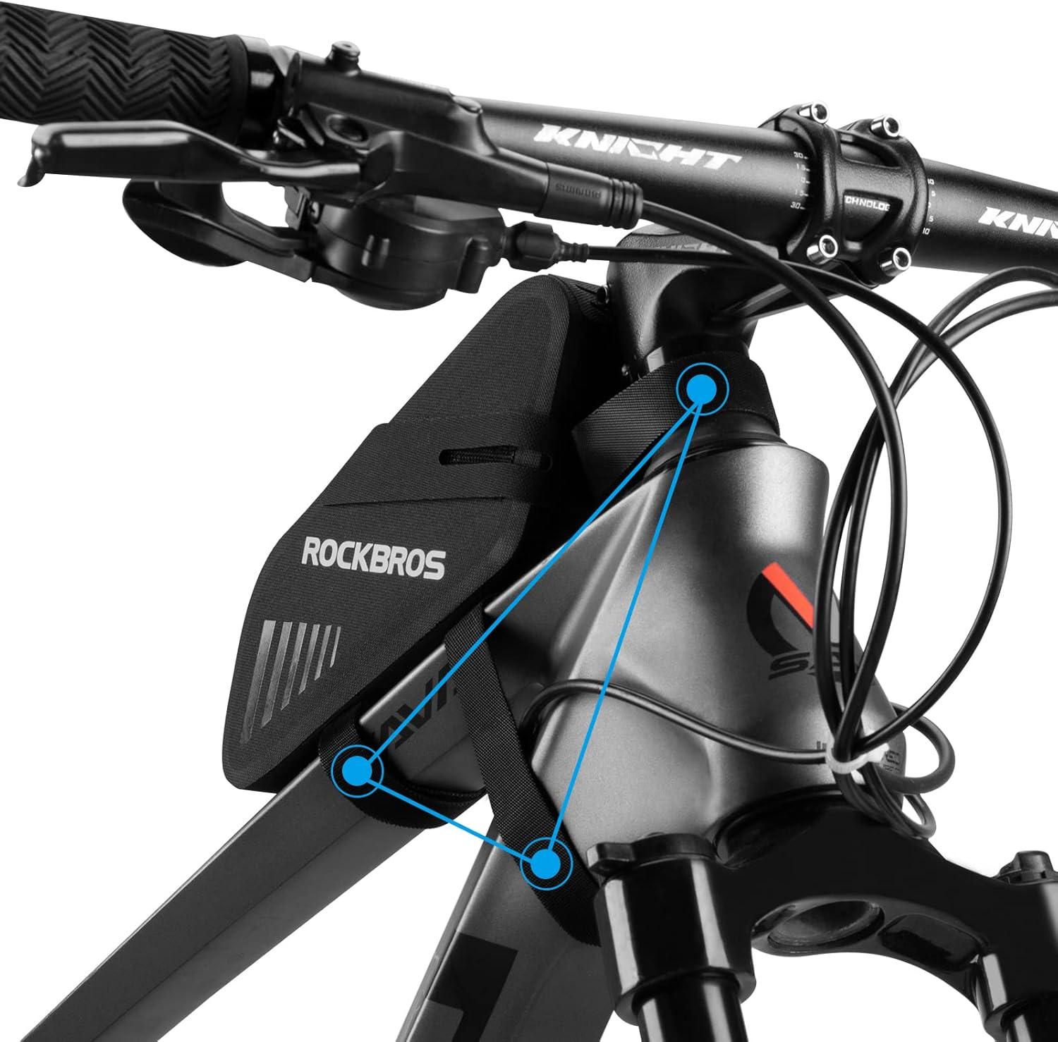 ROCKBROS Bike Seat Bag Frame Bag Bike Rear Saddele Bag Top Tube Bag Bike Bag Waterproof 0.6L Lightweight Bike Accessories for Mountain MTB Road Foldable Bikes