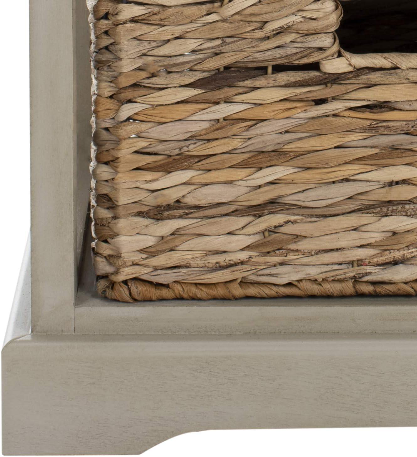 Halle 3 Wicker Basket Storage Side Table - Vintage Grey - Safavieh.