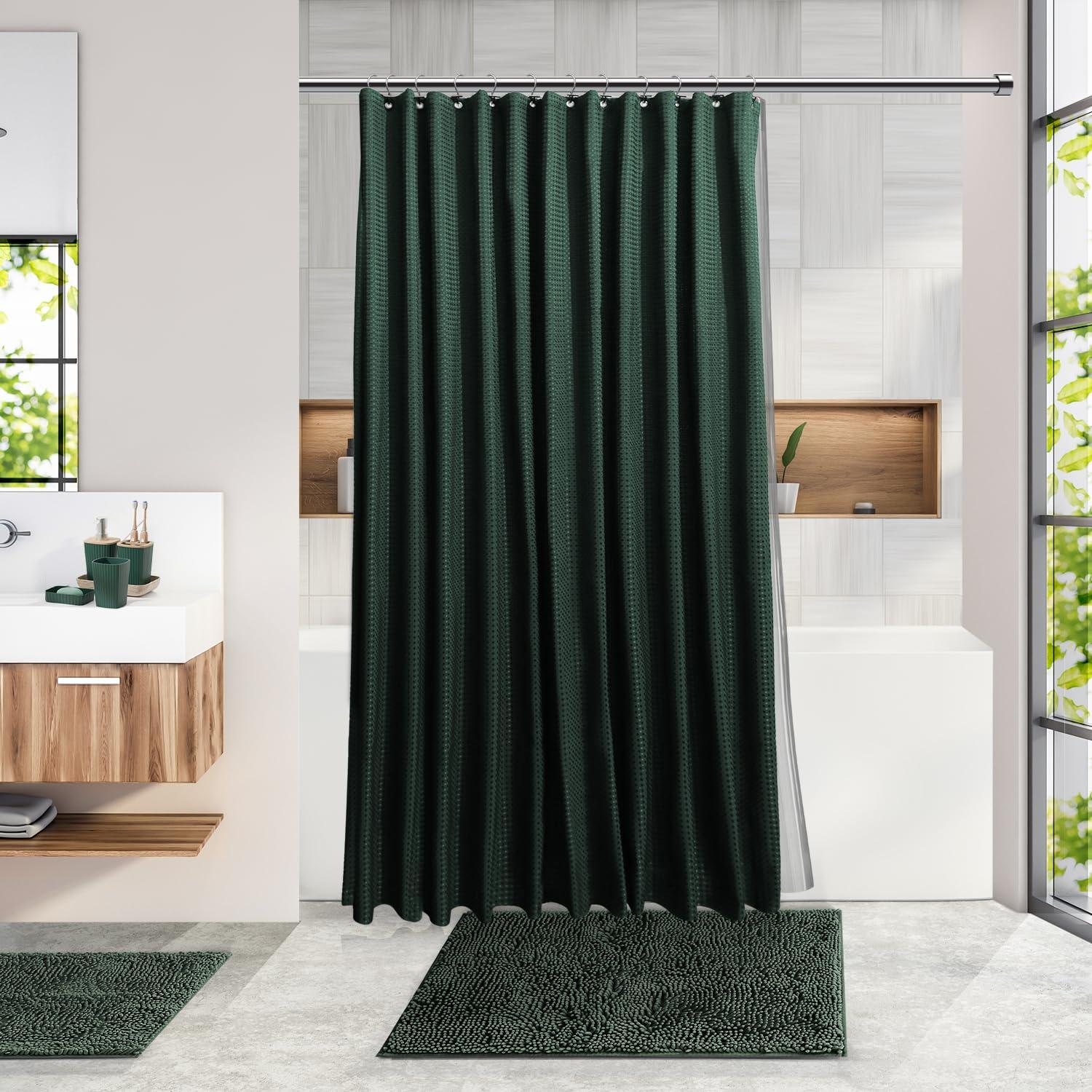 Hunter Green 22-Piece Waffle Texture Polyester Bathroom Accessories Set