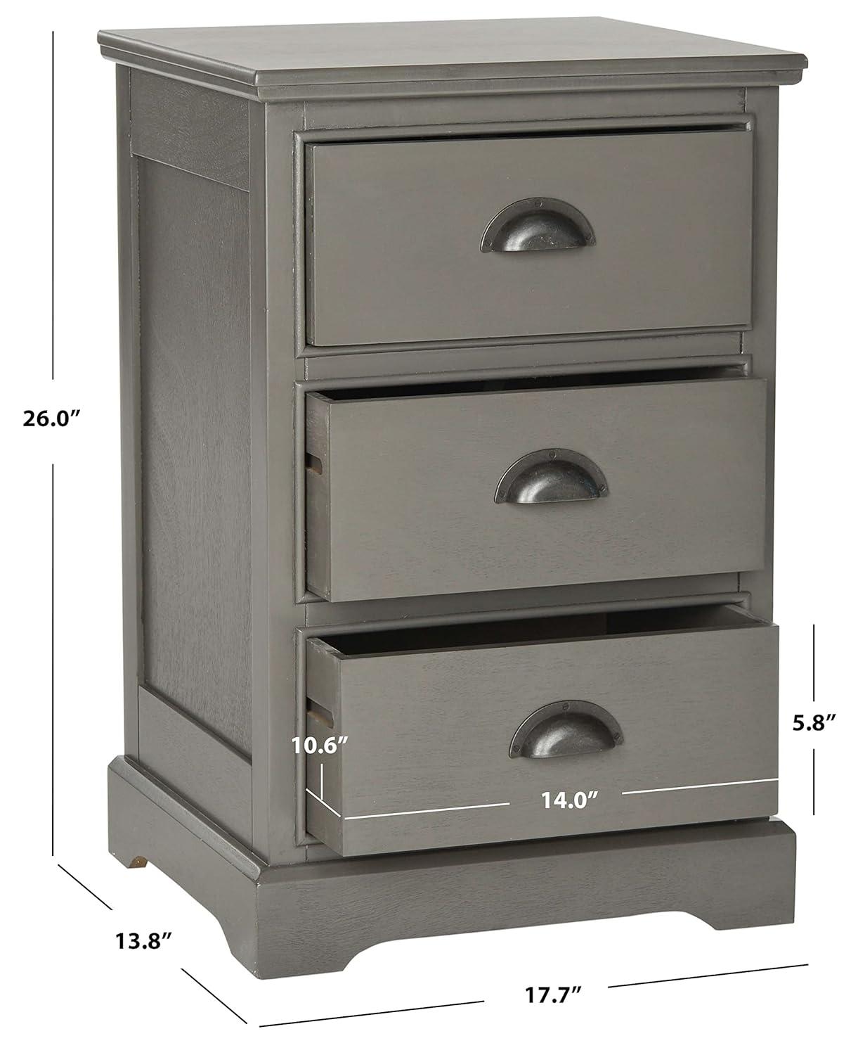 Griffin 3 Drawer Side Table - Grey - Safavieh.
