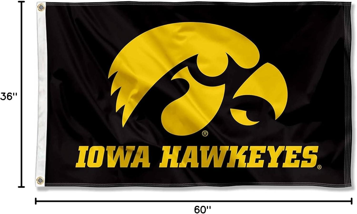 BSI PRODUCTS, INC. - Iowa Hawkeyes 3’x5’ Flag with Heavy-Duty Brass Grommets - UI Football, Basketball & Baseball Pride - High Durability - Designed for Indoor or Outdoor Use - Great Gift Idea