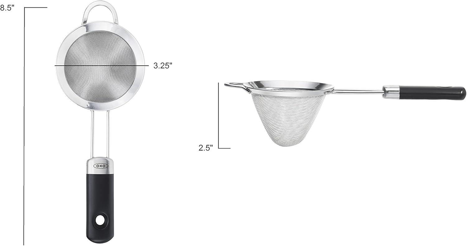 White Stainless Steel Fine Mesh Cocktail Strainer with Soft Handle