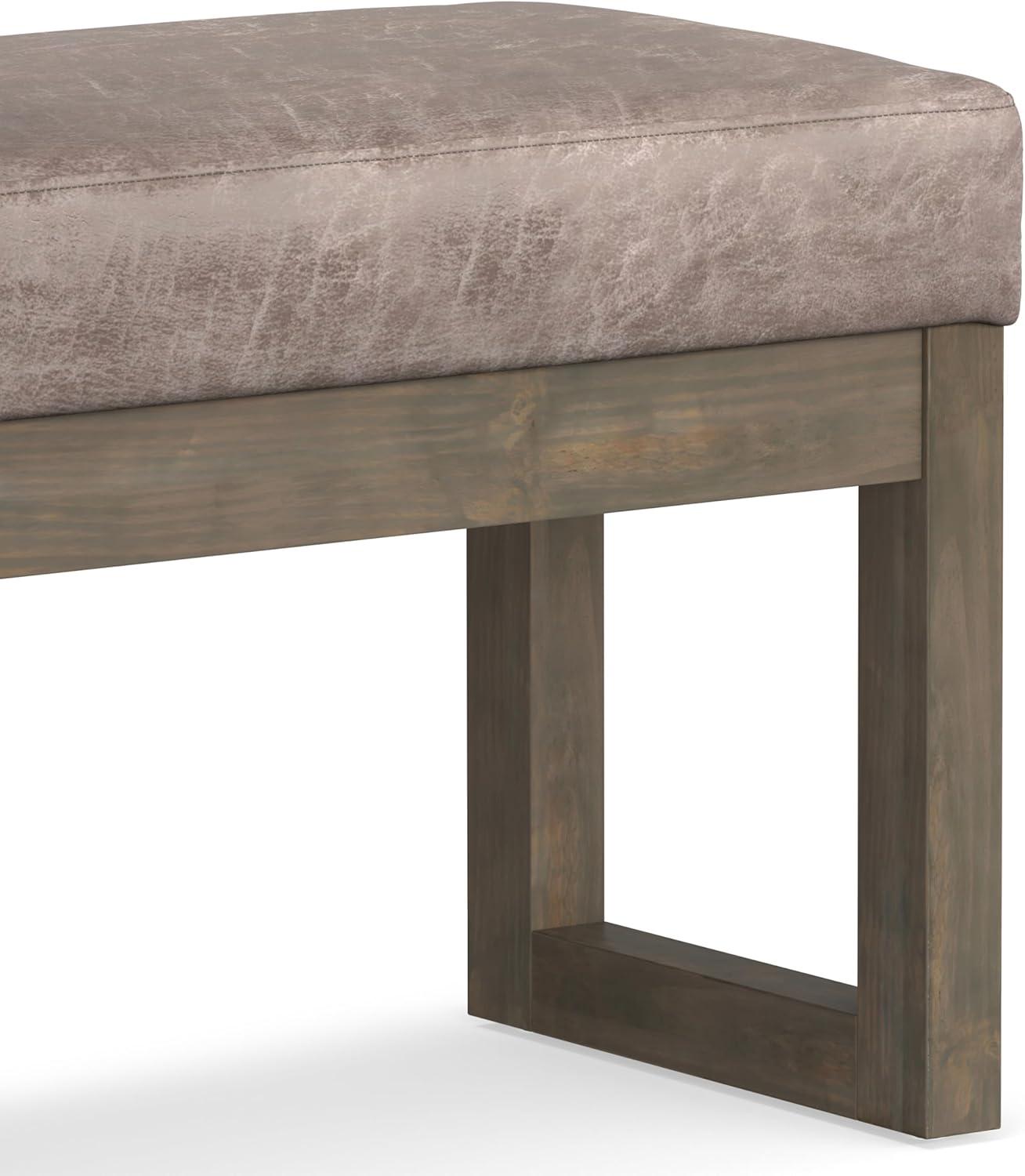 Simpli Home Milltown Ottoman Bench with Upholstered Seat and Solid Wood Frame