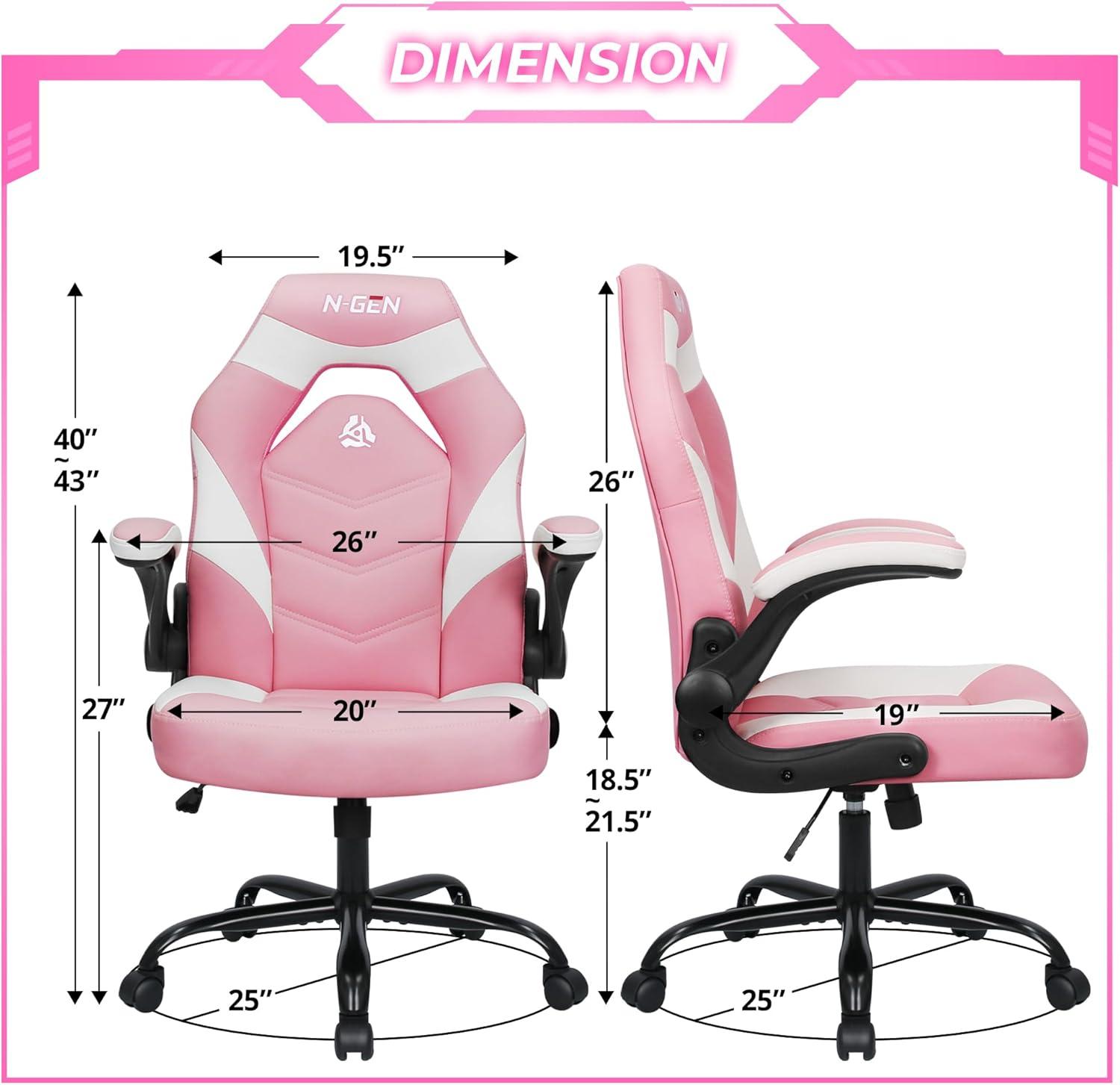 Neo Chair N-GEN Adjustable Ergonomic Faux Leather Swiveling PC & Racing Game Office Desk Chair with Flip-Up Arms