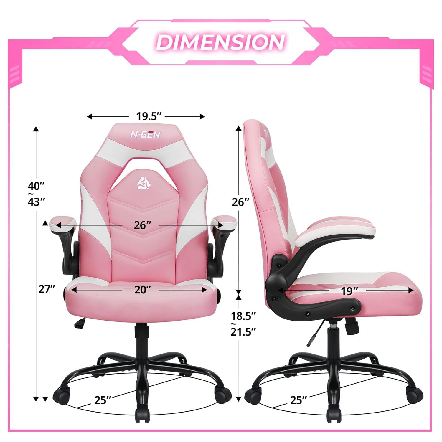 Neo Chair N-GEN Adjustable Ergonomic Faux Leather Swiveling PC & Racing Game Office Desk Chair with Flip-Up Arms