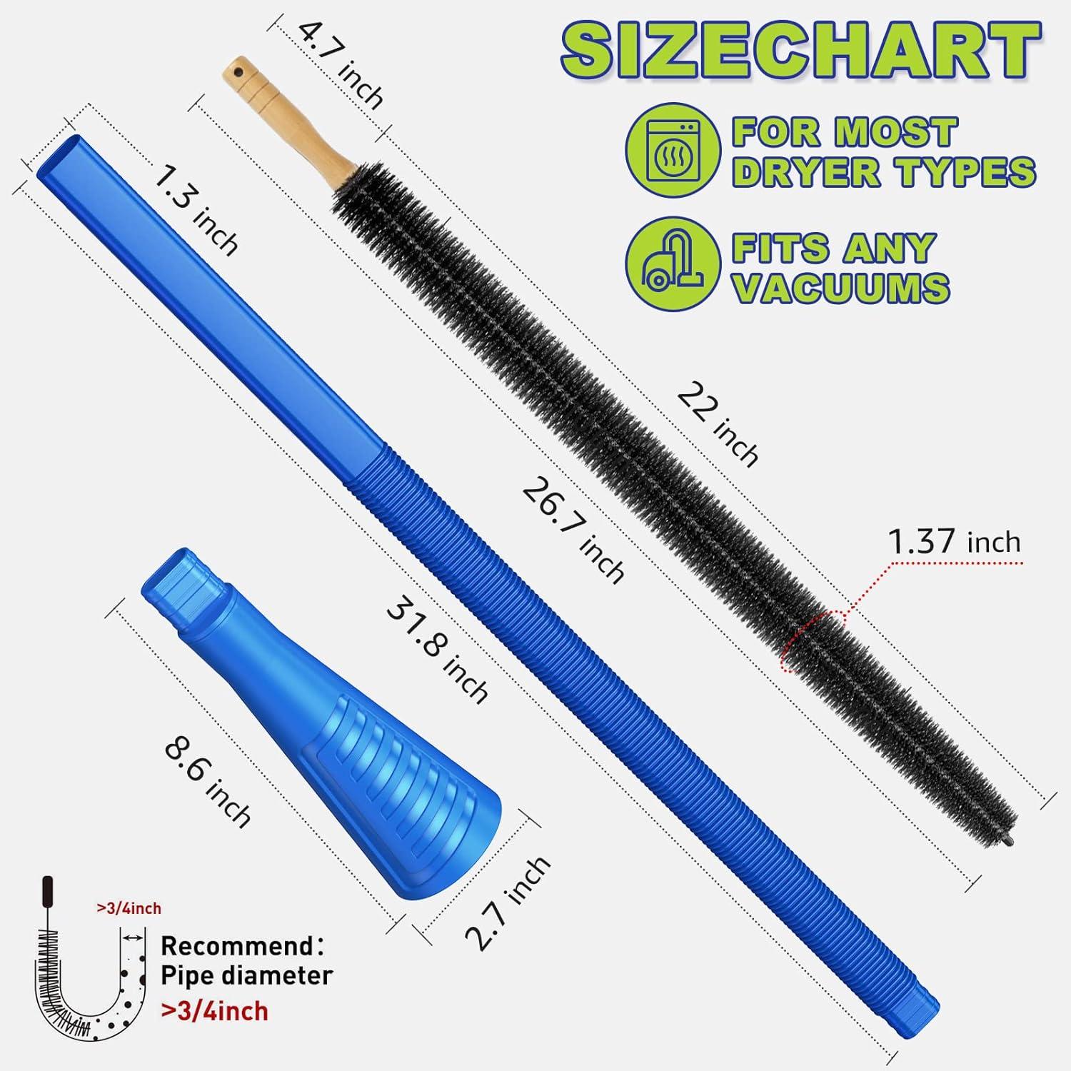 Sealegend 2 Pack Dryer Vent Cleaner Kit and Flexible Dryer Lint Brush Vacuum Hose Attachment Brush Lint Remover Power Washer and Dryer Vent Vacuum Hose