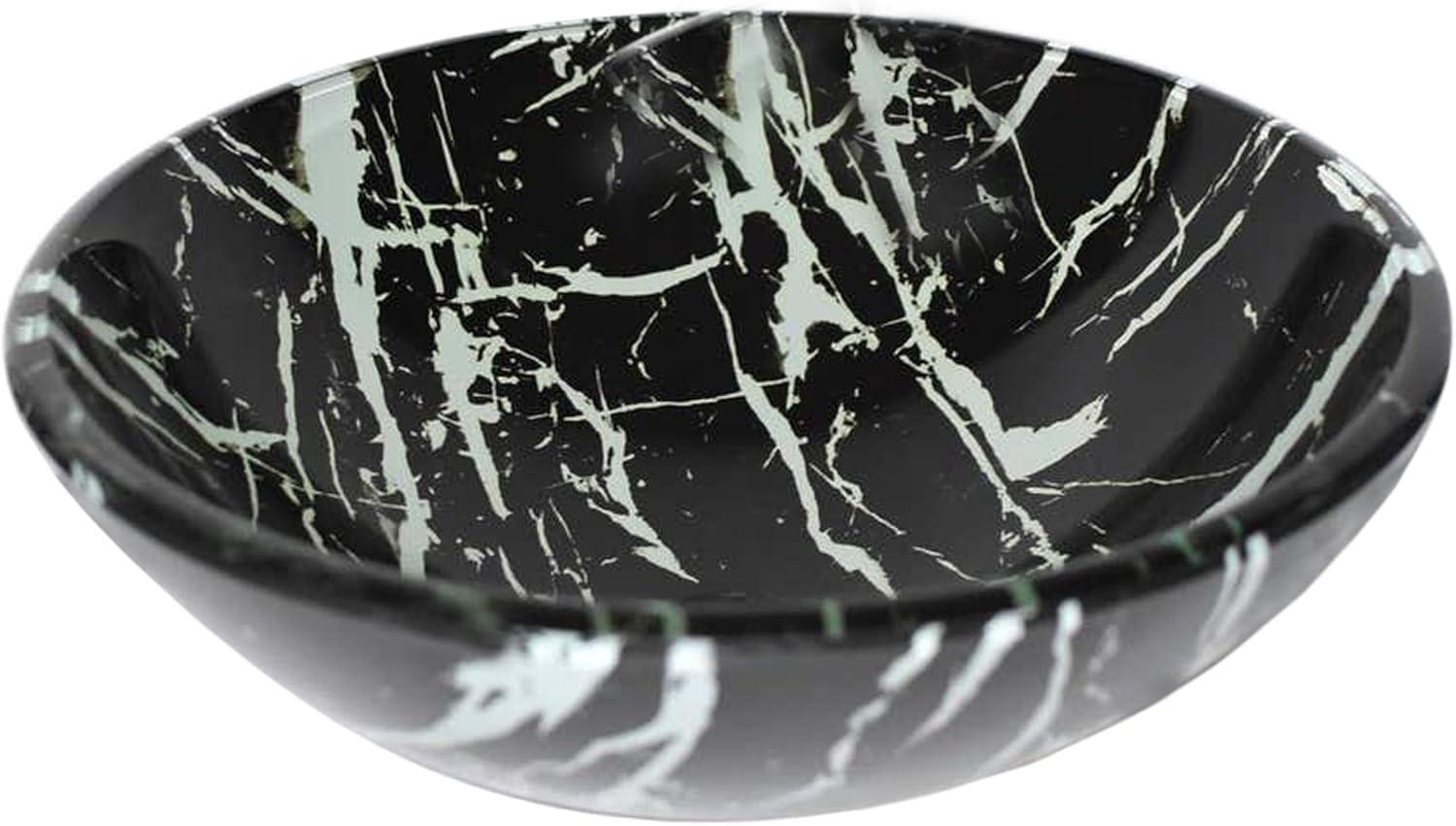 Novatto 16.5'' Black And White Glass Circular Bathroom Sink