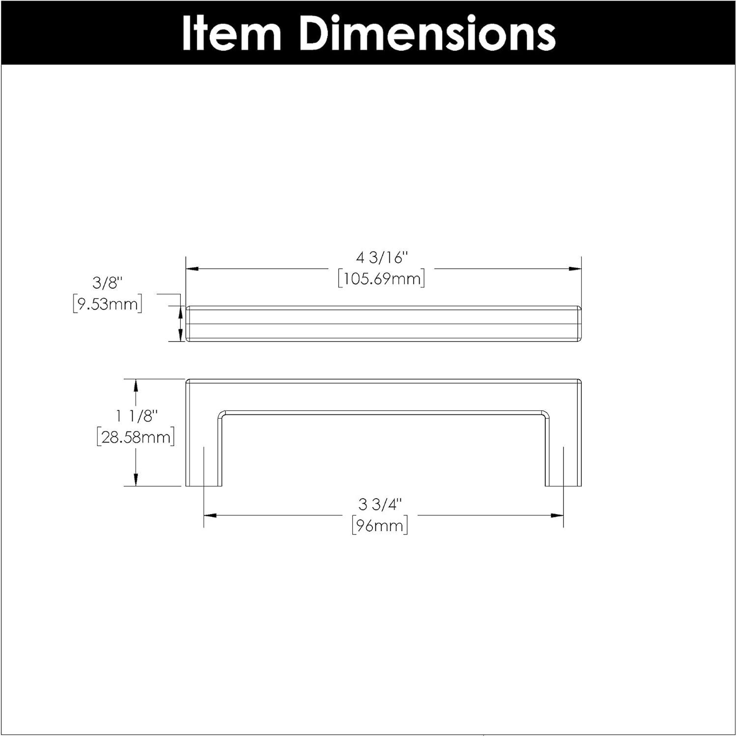 Skylight Kitchen Cabinet Handles, Solid Core Drawer Pulls for Cabinet Doors, 3-3/4" (96mm)